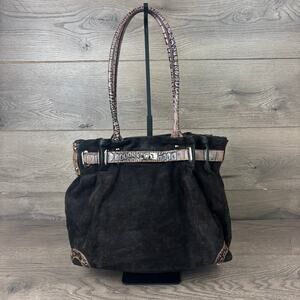 Gun Tote’s N Mamas Womens Concealed Carry Brown Leather Suede Purse Shoulder Bag